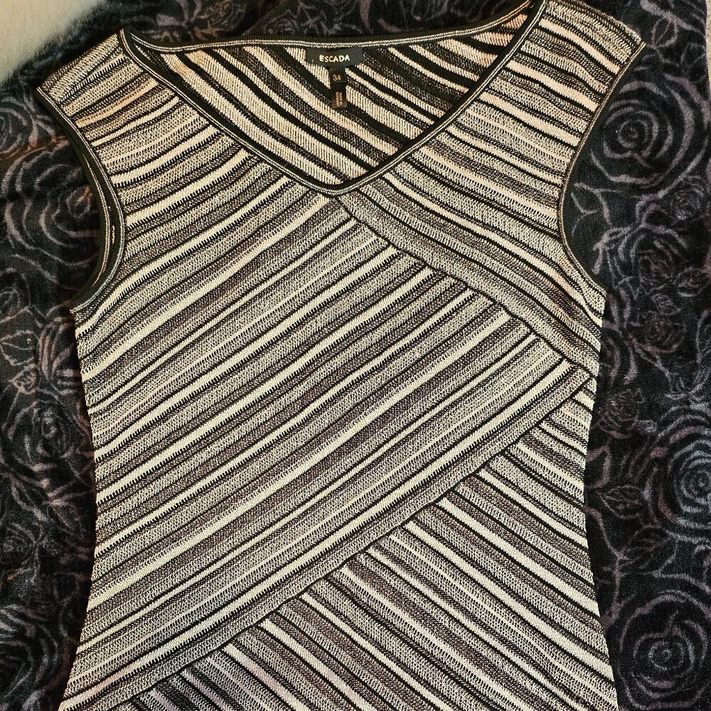 Escada Black/White Striped Top